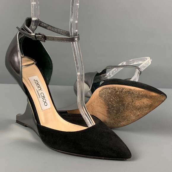 JIMMY CHOO Black Silver Ankle Strap Pumps - Picture 3 of 7